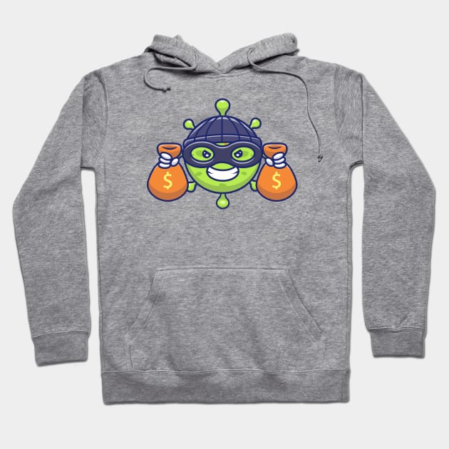 Cute virus with money cartoon 9 Hoodie by Catalyst Labs